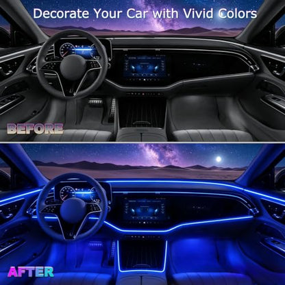 Jushope Car Interior LED Lights, RGB Fiber Optic Ambient Lighting Kit - size: 5 LED/236 Inches Fiber Optic