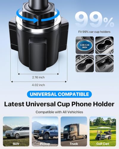 andobil Upgraded Cup Holder Phone Holder for Magsafe, [Strongest Magnet & Adjustable] Cup Phone Holders for Your Car Truck SUV, Cell Phone Car Mount Fits iPhone 17/16/15/14/13 Pro Max (Carbon Fiber) - style: Magnetic-Black