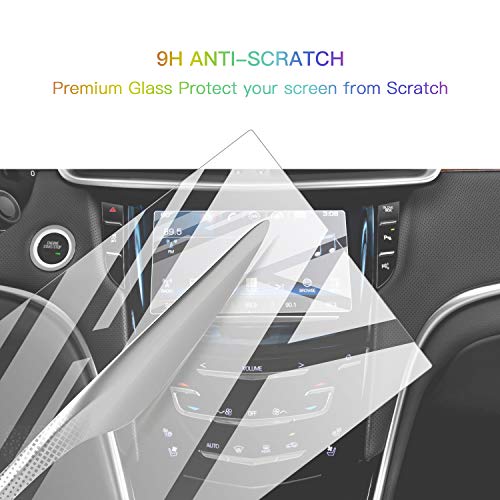 SKTU Screen Protector Foils for 2015-2019 Cadillac XTS CUE infotainment interface 8In Navigation Display Tempered Glass 9H Hardness Anti Glare HD Clear Chevrolet LCD GPS Touch Screen Protective Film - color: 2015-2019 XTS 8In