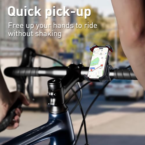 Windone Bike Phone Holder, Motorcycle Phone Mount, Handlebar Phone Mount for Bicycle Scooter, Bike Accessories Compatible with 4.7"~6.7" iPhone, All Smartphones, Black - color: Black