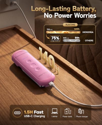 HIONXMGA Rechargeable Book Light,Clip-On Reading Light for Books in Bed - color: Pink