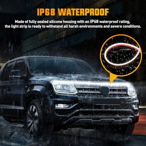 Nilight 79-Inch LED Hood Strip, White Startup DRL Amber Signals Light - color: Amber White, size: 79 Inch