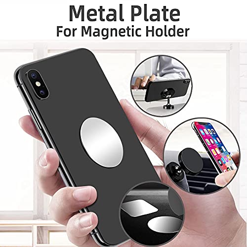 SALEX Metal Plates for Magnetic Phone Car Mount [4 Pack] - Round 1.57" Replacement Disc with 3M Adhesive for Phone Holder, Air Vent Mount, Wall Mount - Ultra Thin 0.02" Steel Stickers - Silver - color: Round 4 pack