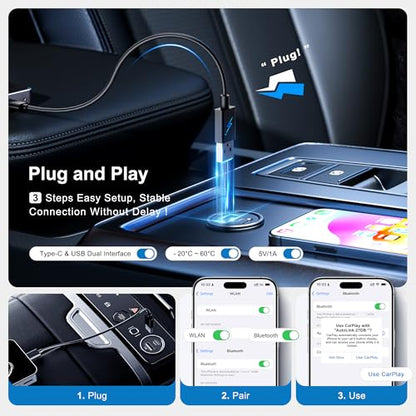 FAIMEE AI Box Wireless CarPlay & Auto Adapter - Plug & Play, Dual-Band WiFi, Bluetooth 5.0, 4K Video Support, Android 12.0 System, Compatible with Factory CarPlay & Android Auto （4GB RAM+32GB ROM）