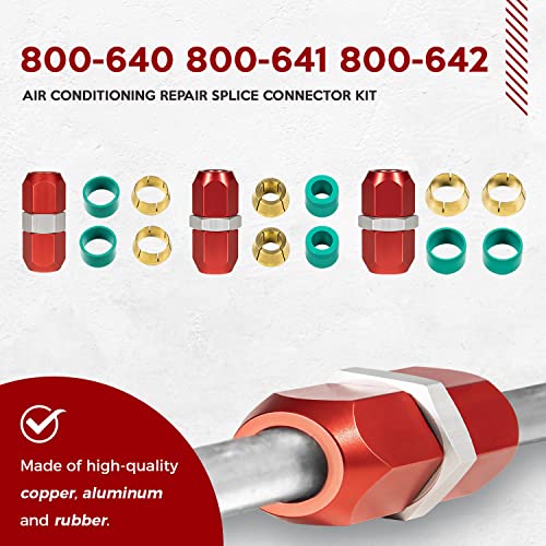 Replace for 800-640, 800-641, 800-642, Air Conditioning Repair Splice Connector Kit fits for 5/8 in. 3/8 in. 1/2 in. Aluminum Lines, Universal Fit for Line to Line Repair - size: 800-640 800-641 800-642