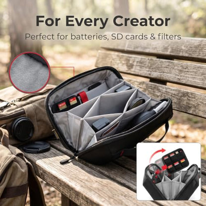 Electronic Organizer Accessory Pouch for MacBook Charger, Cable, Power Bank, Hard Drive, Water-Resistant, Removable Card Slots, Black