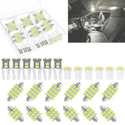 24 Pieces LED Car Interior Light Bulb Kit, Super Bright 6000K White 194 168 DE3175 T10 578 W5W 2825 31MM 42MM LED Bulb, for Dome Map Dash Door License Plate Trunk Light, Interior Lights