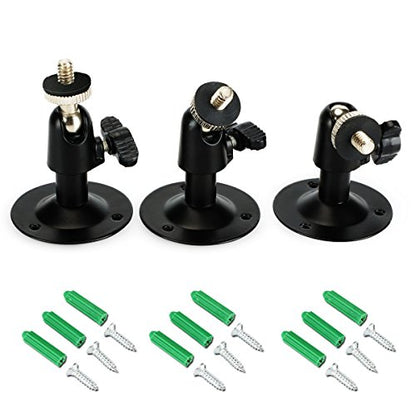Security Wall Mount for Oculus Sensor Arlo, Arlo Pro,R Stick Up Cam Wired/Battery,SERMICLE Metal Security Camera Bracket Outdoor Indoor 360° Rotation 1/4" Screw Camera (3 Pack,Black)