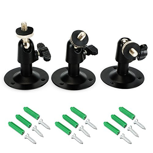 Security Wall Mount for Oculus Sensor Arlo, Arlo Pro,R Stick Up Cam Wired/Battery,SERMICLE Metal Security Camera Bracket Outdoor Indoor 360° Rotation 1/4" Screw Camera (3 Pack,Black)
