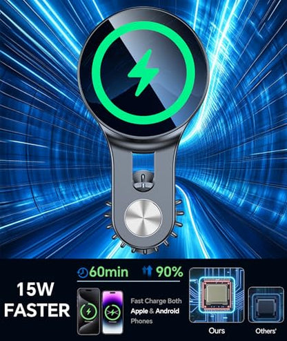 for 15W Magsafe Car Mount Charger【Long Arm】 Magnetic Wireless Car Charger Magsafe Charger Car Accessories Mag Safe Car Mount Holder Vent Magsafe Car Charger Mount for iPhone 16 Pro Max 15 14 13 Plus
