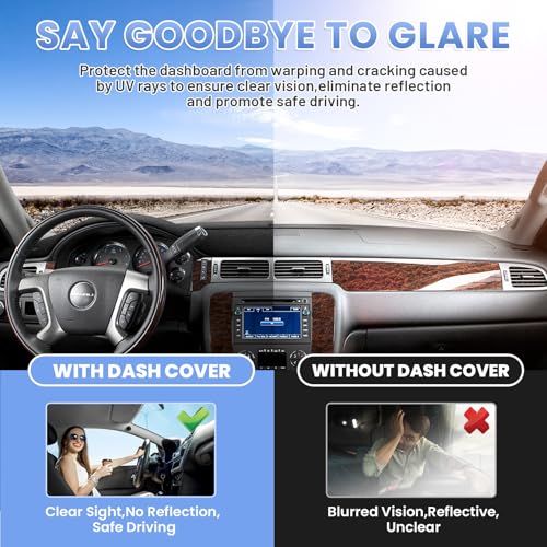 Sunsdrew Dash Cover for 2007-2013 Chevy Silverado Sierra,2007-2014 Chevy Tahoe Suburban Denali Avalanche Dashboard Cover Mat for Suede Dash Mat Accessories Sun Shade Nonslip Mesh Protector No Glare - size: 07-13 Silverado Dash Cover