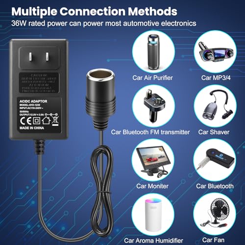 2팩 110V AC - DC 12V 컨버터 3A 36W, 벽 플러그 110‑240V, 가정용 자동차 전원 공급 장치 어댑터 자동차 팬 및 저전력 장치용 (진공 청소기, 에어 펌프, 팽창기용이 아님) - size: 12V3A 36W 2Pack