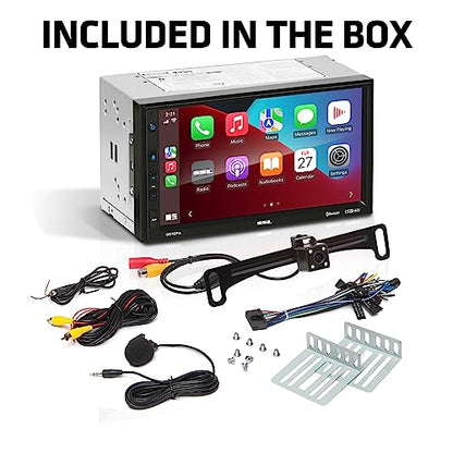 Sound Storm Laboratories DD7CPA-C Car Audio Stereo – Apple CarPlay Android Auto, Double Din 7 Inch Touchscreen, Bluetooth Audio and Hands-Free Calling, No CD DVD Player, Radio Receiver, Backup Camera - style: 7 inch + Camera