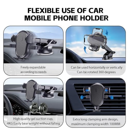 Car Phone Holder, Phone Holder Vent，CarWindshield Dashboard Truck Suction Cup, 360°Adjustable, Automobile Cradles Universal,car Phone Holders for iPhone Size 4.7inch-7inch