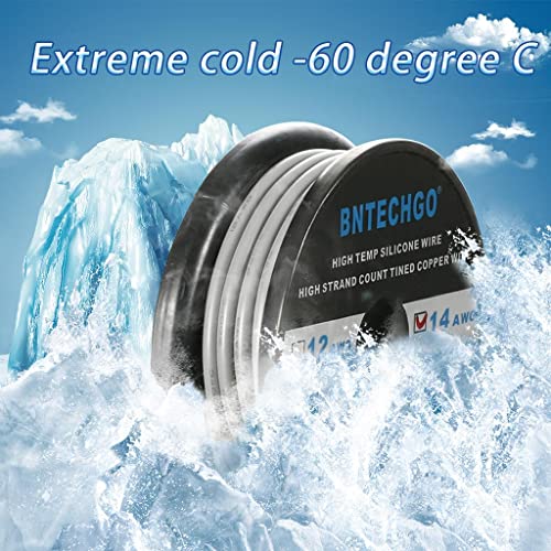 BNTECHGO 14 Gauge Silicone Wire Gray 50ft Stranded Tinned Copper Wire - color: Gray, size: silicone wire 50ft