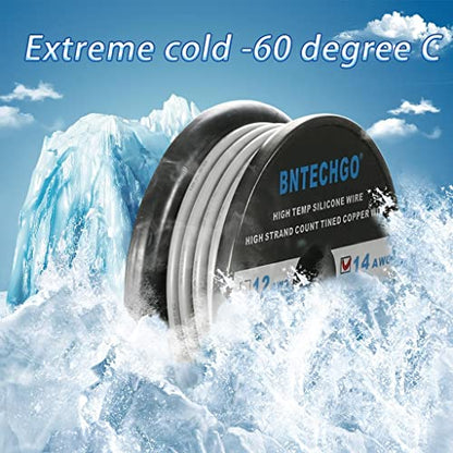BNTECHGO 14 Gauge Silicone Wire Gray 50ft Stranded Tinned Copper Wire - color: Gray, size: silicone wire 50ft