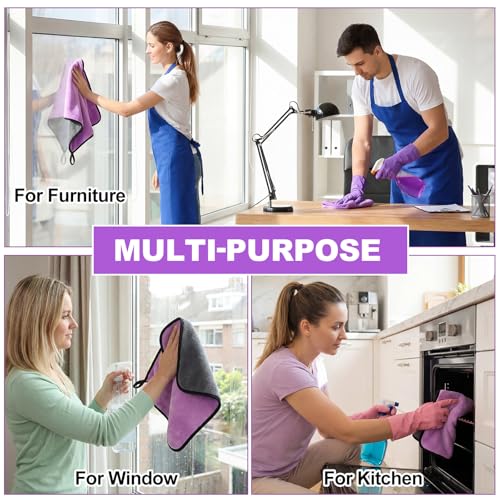 20 Pcs Microfiber Car Drying Towels 800 Gsm Thick Plush, Grey and Purple - color: Grey and Purple