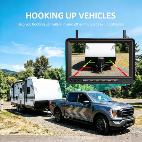 eRapta Dual Magnetic Wireless Backup Cameras - HD1080P 7” DVR Monitor, Stable Signal for RV/Trailer/Truck/Tractor/Camper/Hitch/Travel, 1-Min Install-Free, Clear Night Vision Back Up Camera (ACT702) - color: dark black
