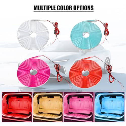 Car Trunk LED Strip Lights, 4M Dynamic Flowing Vehicle Trunk Ambient Strip Light, Flexible Waterproof Auto Neon Lighting Accessories, Universal for SUV Truck Motorcycle (Ice Blue) - color: Ice Blue