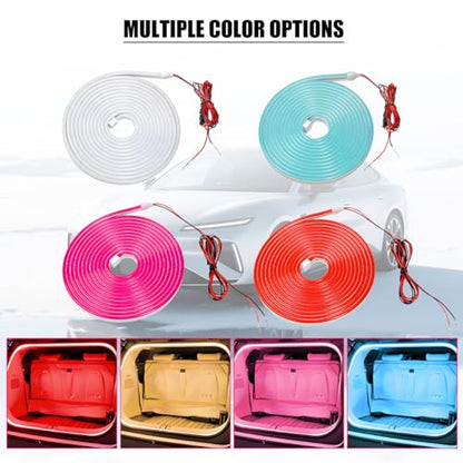 Car Trunk LED Strip Lights, 4M Dynamic Flowing Vehicle Trunk Ambient Strip Light, Flexible Waterproof Auto Neon Lighting Accessories, Universal for SUV Truck Motorcycle (Pink) - color: Pink