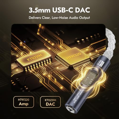 USB C to 3.5mm Audio Adapter with DAC for iPhone, Samsung & iPad - color: Violet