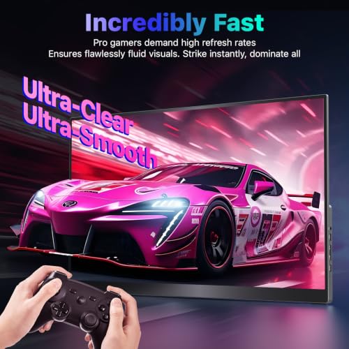 VisionOwl Portable Monitor 19 Inch 4K UHD 144Hz 560 nits 125% sRGB Second Screen, USB-C HDMI HDR Travel Monitor for Laptop PC MacBook PS5 Xbox, VESA Mountable, with Speakers, Built-in Kickstand - size: 19 inch