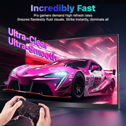 VisionOwl Portable Monitor 19 Inch 4K UHD 144Hz 560 nits 125% sRGB Second Screen, USB-C HDMI HDR Travel Monitor for Laptop PC MacBook PS5 Xbox, VESA Mountable, with Speakers, Built-in Kickstand - size: 19 inch