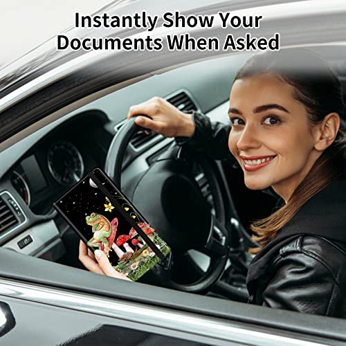 Car Registration and Insurance Card Holder, Premium PU Leather Vehicle Wallet Cover for Glove Box Car Organizer Drivers License/Cards/ID Essentials Document Holder, Aesthetic Mushroom Frog - color: Aesthetic Mushroom Frog