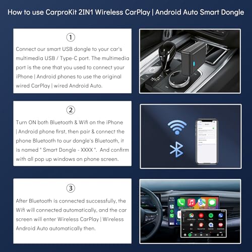 2IN1 Wireless CarPlay Android Auto Adapter for Apple iPhone ＆ Android (2025-2026 Upgrade), Convert Original Wired to Wireless CarPlay Adapter USB Dongle, Plug & Play, Fast Stable Connection
