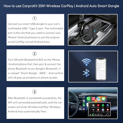 2IN1 Wireless CarPlay Android Auto Adapter for Apple iPhone ＆ Android (2025-2026 Upgrade), Convert Original Wired to Wireless CarPlay Adapter USB Dongle, Plug & Play, Fast Stable Connection