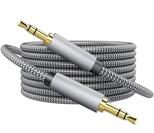 Aux Cord 25ft, 3.5mm Audio Cable - Nylon Braided 3.5mm Male to Male AUX Cable Cord for Car, Headphones, Home Stereos, Speaker - size: 25ft