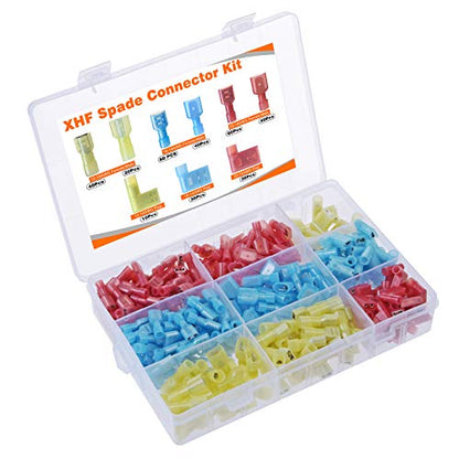 330 Pcs XHF Mix Nylon Female Male Spade Connectors 22-10 AWG Quick Disconnect Wire Terminals Insulated Wire Crimp Connectors - size: Female&Male Mix 330PCS