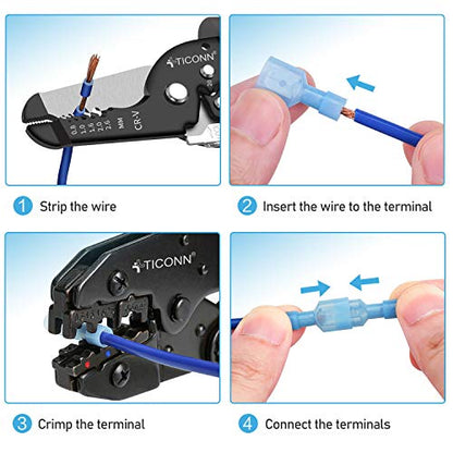 TICONN 100 Pcs Nylon Spade Connector Kit, Insulated Crimp Wire Connectors - style: Male Red 100 Pcs