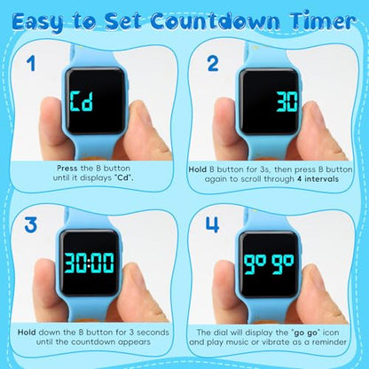 BEN NEVIS Potty Training Watch, Digital Toddler Watch with Countdown/Music/Alarm Clocks/Vibration Reminder and Waterproof, Remind Toddler to Go to The Toilet - color: 20-Blue-Space