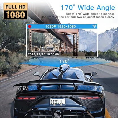 4 Channel Dash Cam 360° View, TOPGOOSE 2K FHD Front and Rear Inside, Left Right Dash Camera for Cars, 5G WiFi & APP Control, with 64GB SD Card, G-Sensor, 8 IR Lamps Night Vision (3.17 inches) - size: 3.17 inches