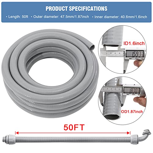DWALE Liquid-Tight Conduit and Connector Kit,Flexible Non Metallic Liquid Tight Electrical Conduit,1-1/2inch50ft Electrical Conduit Kit,with 4Straight and 3 Angle Fittings Included,1-1/2 in. Dia - size: 50FT-1-1/2"