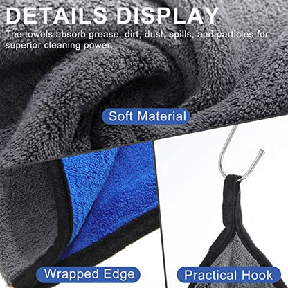 20 Pcs Microfiber Car Drying Towels 800 Gsm Thick Plush, Grey and Blue - color: Grey and Blue