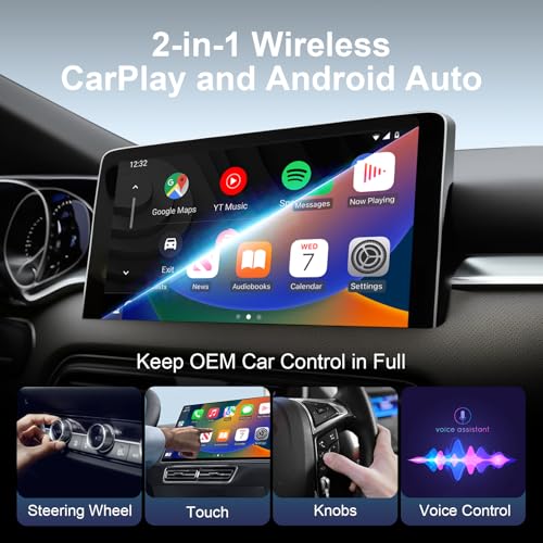 Wireless CarPlay Adapter & Android Auto Wired CarPlay to Wireless Device, 2-in-1 Mini T-Shaped for Car USB Plug and Play Auto Connect, No Delay for Apple iOS 10+, Android 11+ Version[2026 Upgrade] - color: Black