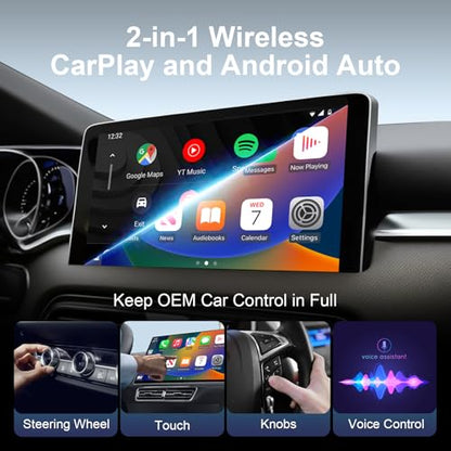 Wireless CarPlay Adapter & Android Auto Wired CarPlay to Wireless Device, 2-in-1 Mini T-Shaped for Car USB Plug and Play Auto Connect, No Delay for Apple iOS 10+, Android 11+ Version[2026 Upgrade] - color: Black