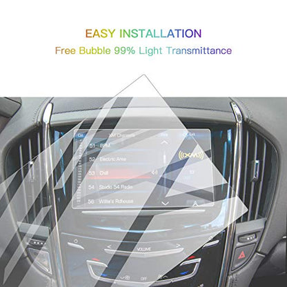 Screen Protector Foils for 2013-2019 Cadillac ATS SRX CUE infotainment interface 8In Navigation Display Tempered Glass 9H Hardness Anti Glare HD Clear LCD GPS Touch Screen Protective Film - color: 2013-2019 ATS SRX 8In
