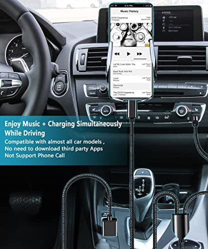 USB C to 3.5mm Aux Audio Cable, 2 in 1 USB C to 3.5mm Car Stereo Aux Headset Jack Cable with PD 18W USB C Charging Compatible with iPhone 17/16/16e/15 Plus/Pro Max/Air, Galaxy S25/S24/S23, Pixel 9/8 - color: Black