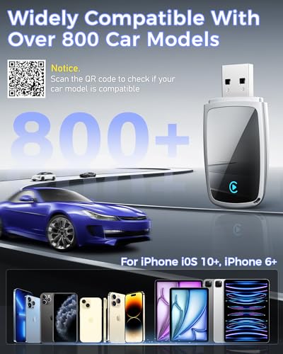 Wireless CarPlay Adapter for Apple iPhone Multi-User Connection（Silver） - color: Silver