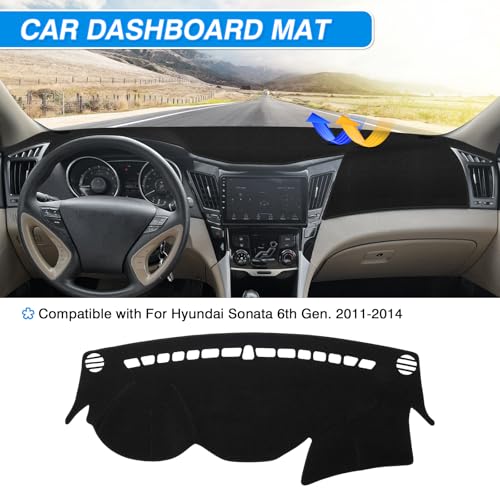Sonata Dash Cover-Dashboard Cover for Hyundai Sonata 2011 2012 2013 2014 Accessories Suede Dash Mat for Sonata Anti-Glare and Sun Protection Back - size: Hyundai Sonata 2011-2014