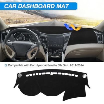 Sonata Dash Cover-Dashboard Cover for Hyundai Sonata 2011 2012 2013 2014 Accessories Suede Dash Mat for Sonata Anti-Glare and Sun Protection Back - size: Hyundai Sonata 2011-2014