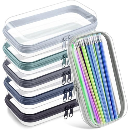 Sanwuta 6 Clear Hard Zipper Case, Blue-green, 7.48 x 3.94 x 2 Inch - color: Blue-green, size: 7.48 x 3.94 x 2 Inch