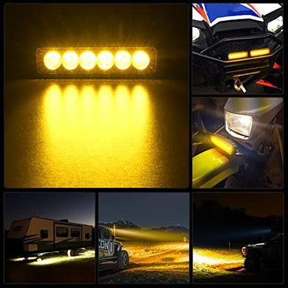 Nilight 6 inch Amber LED Light Bar 2PCS 18W Spot Driving Fog Single Row Off Road Boat Lights Driving Bumper Reverse Lighting for Trucks SUV ATV UTV Golf Cart - color: Amber Light Black House