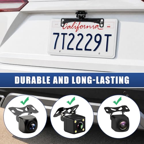 Reverse Rear Camera License Plate Bracket, Rustproof Metal Auto Backup Camera Mount Holder, Universal License Frame Dash Cam Bracket for Sedans Trucks SUVs, Car Accessories