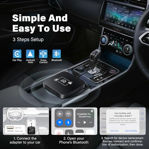 Wireless CarPlay Adapter 2 IN 1 Plug and Play Wired to Wireless Car Play Adapter Android Auto Dongle, Aux Compatible All Car Models Smart Carplay Box Support iPhone 6+/iOS 10+/Android 11.0+
