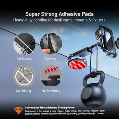 3M Double Sided Pads, Heavy Duty, 3 Square & 3 Round Adhesive Pad, 6 Pack - size: 2.2"×2.2"+1.5"(6 Pack), style: Variety Pack