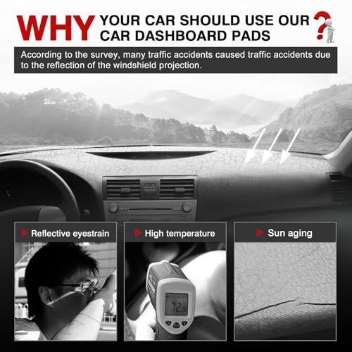 Autorder Gray Dashboard Cover Mat for Toyota Camry 2007-2011 Accessories Dash Cover Upgrade Polyester Dash Mat Sunshade Glare UV Rays Protector(Without Speaker Holes) - size: Gray 07-11 Camry